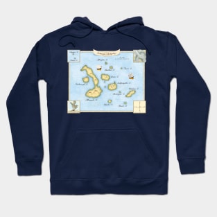 Galapagos Archipelago Map With Sailing Ships Hoodie